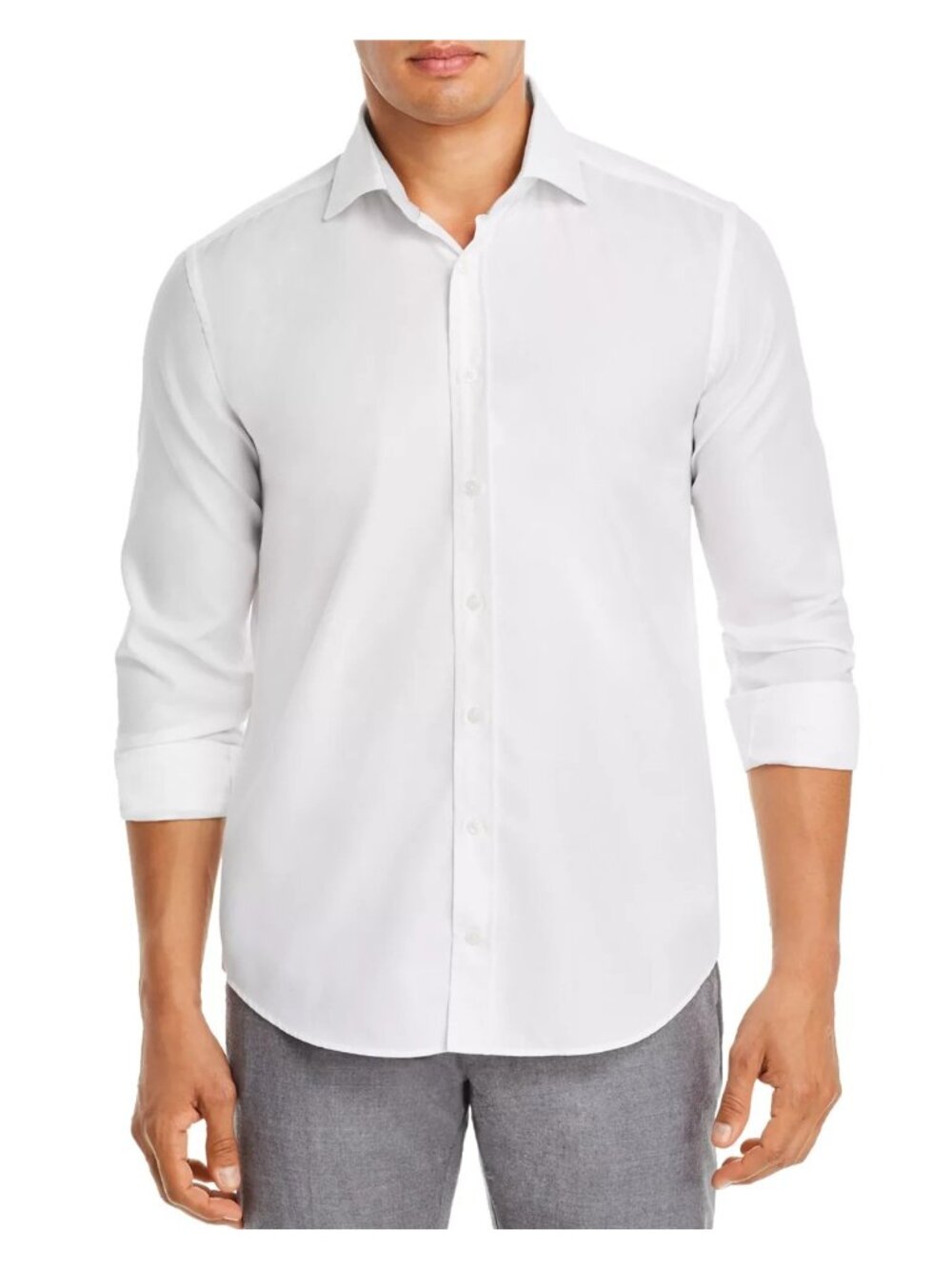 Dylan Gray Dobby Classic Fit Button Shirt White Men's 100% Cotton Size L $128